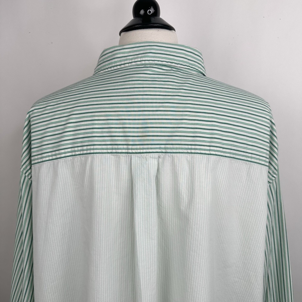 American Eagle Oversize Button Down Shirt Green White Contrast Stripe XXL Cotton - Picture 11 of 13